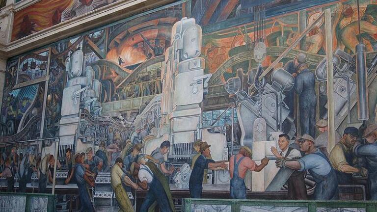 Josephine Shea & Graham Beal on the Diego Rivera mural