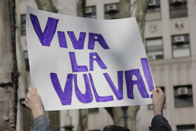 "Viva la Vulva" sign at Planned Parenthood rally, NYC