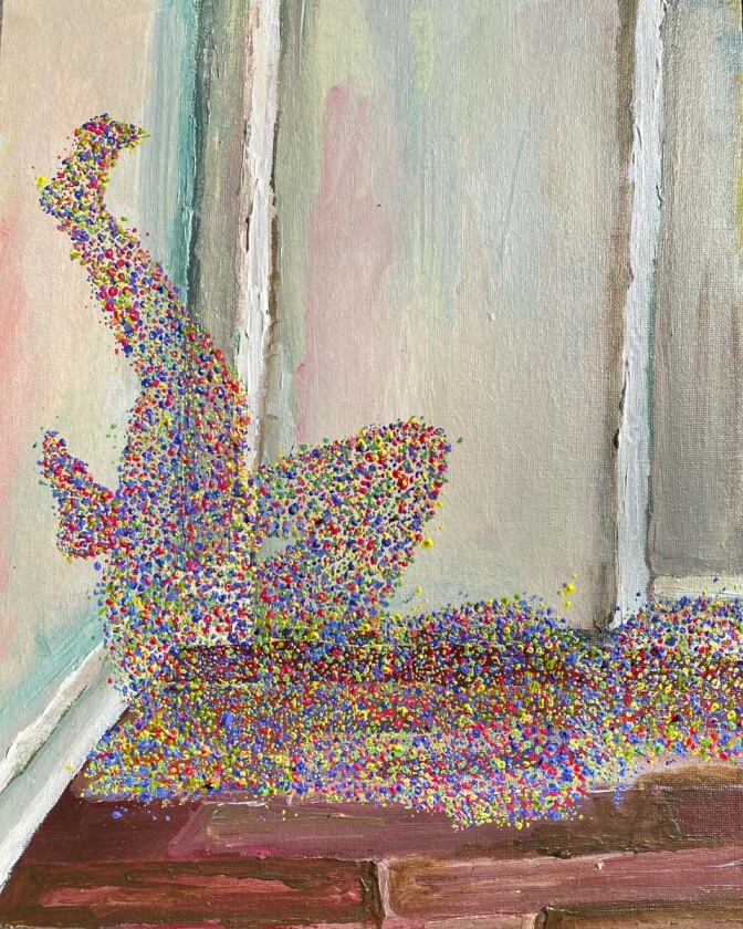 Schelsey Mahammadie-Sabet, “Bored,” 2020. Acrylic, 8.5” x 11.” | Courtesy of the artist