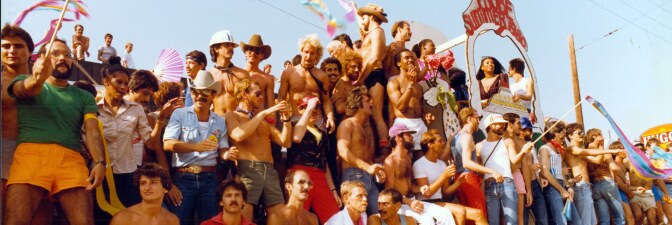 "PROBE Summer of 1980" float at Los Angeles Christopher Street West pride parade, 1980. | ONE National Gay and Lesbian Archives, USC Libraries