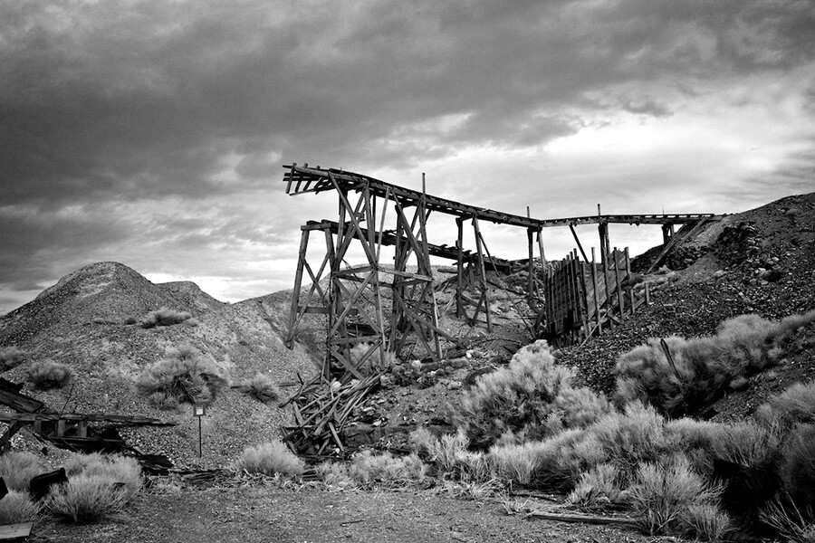 Tramway Ramp Remains No.1 - Infrared Exposure- Cerro Gordo, CA - 2012 | Photo: Osceola Refetoff