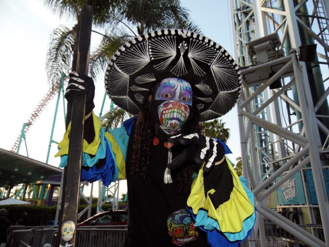 A stilt-walker poses at Knott's Taste of Fall-O-Ween. | Sandi Hemmerlein