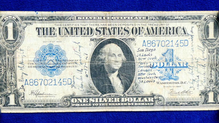 Appraisal: 1927 Spirit of St. Louis-flown & Inscribed $1 Silver Certificate
