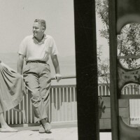 Brian and Edith Heath on the patio of Dorothea, a barge they converted into a home | Courtesy of the Environmental Design Archives at UC Berkeley