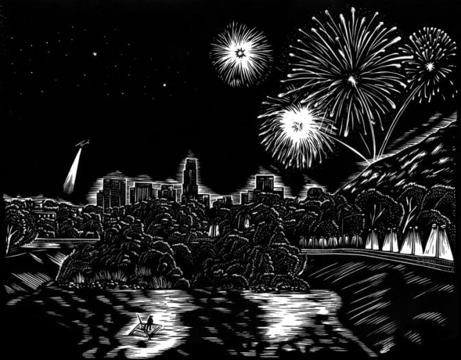 Fireworks over Glendale Narrows from the "Ballad of Huck and Miguel." | Daniel Gonzalez