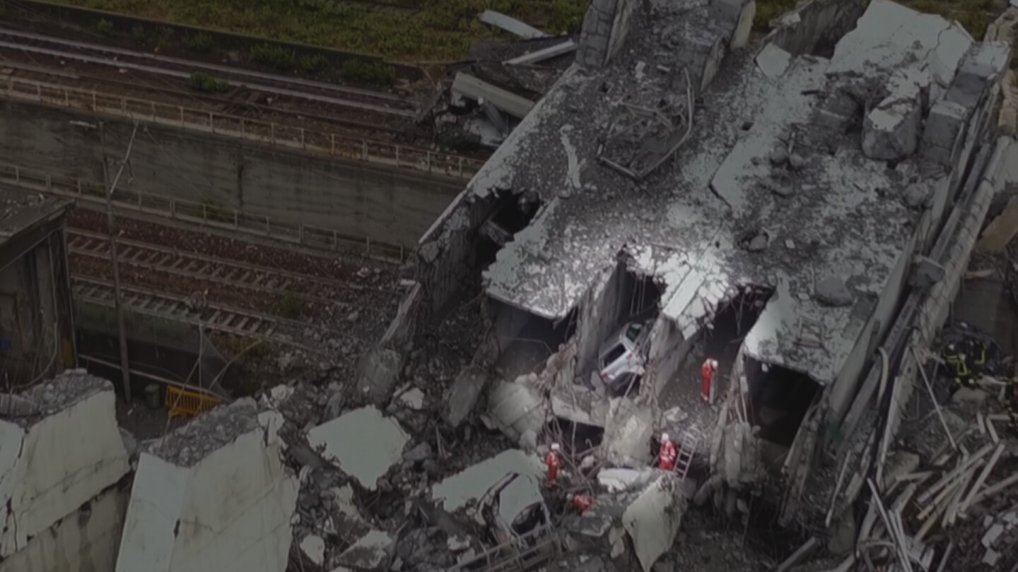 A collapsed bridge