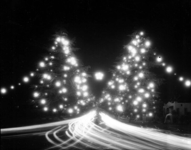 Christmas Tree Lane in 1929. Courtesy of the Security Pacific National Bank Collection - Los Angeles Public Library.