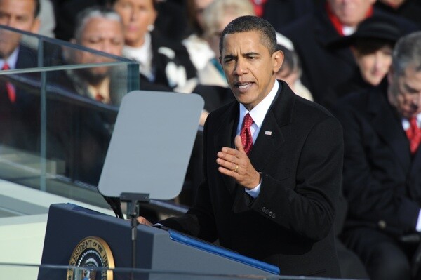 U.S. President Barack Obama delivers his inaugural address after being sworn in as 44th US president at the Capitol in Washington on January 20, 2009. | Photo: Tim Sloan/AFP/Getty Images