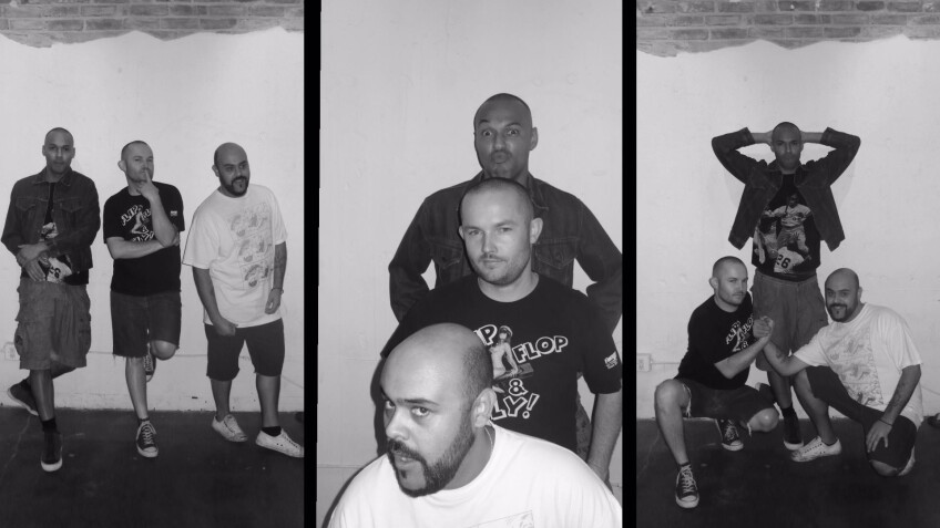 Three people photographed in a triptych