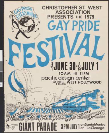 Gay pride festival poster, 1979. | Christopher Street West/Los Angeles, ONE National Gay and Lesbian Archives, USC Libraries