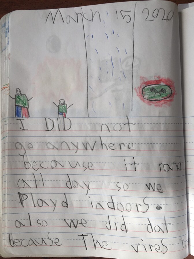 Six-year-old Franklin Wong’s journal entry describing what life is like during COVID-19.