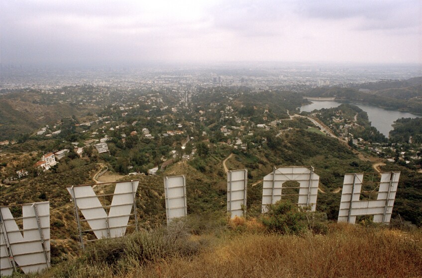 The Hollywood sign in Los Angeles, California.