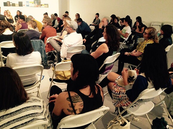 Large group discussion during Pivoting: Ethics And Aesthetics during Chats About Change event at LACE (Los Angeles Contemporary Exhibitions), 1/17/15. | Photograph: Emily Lacy