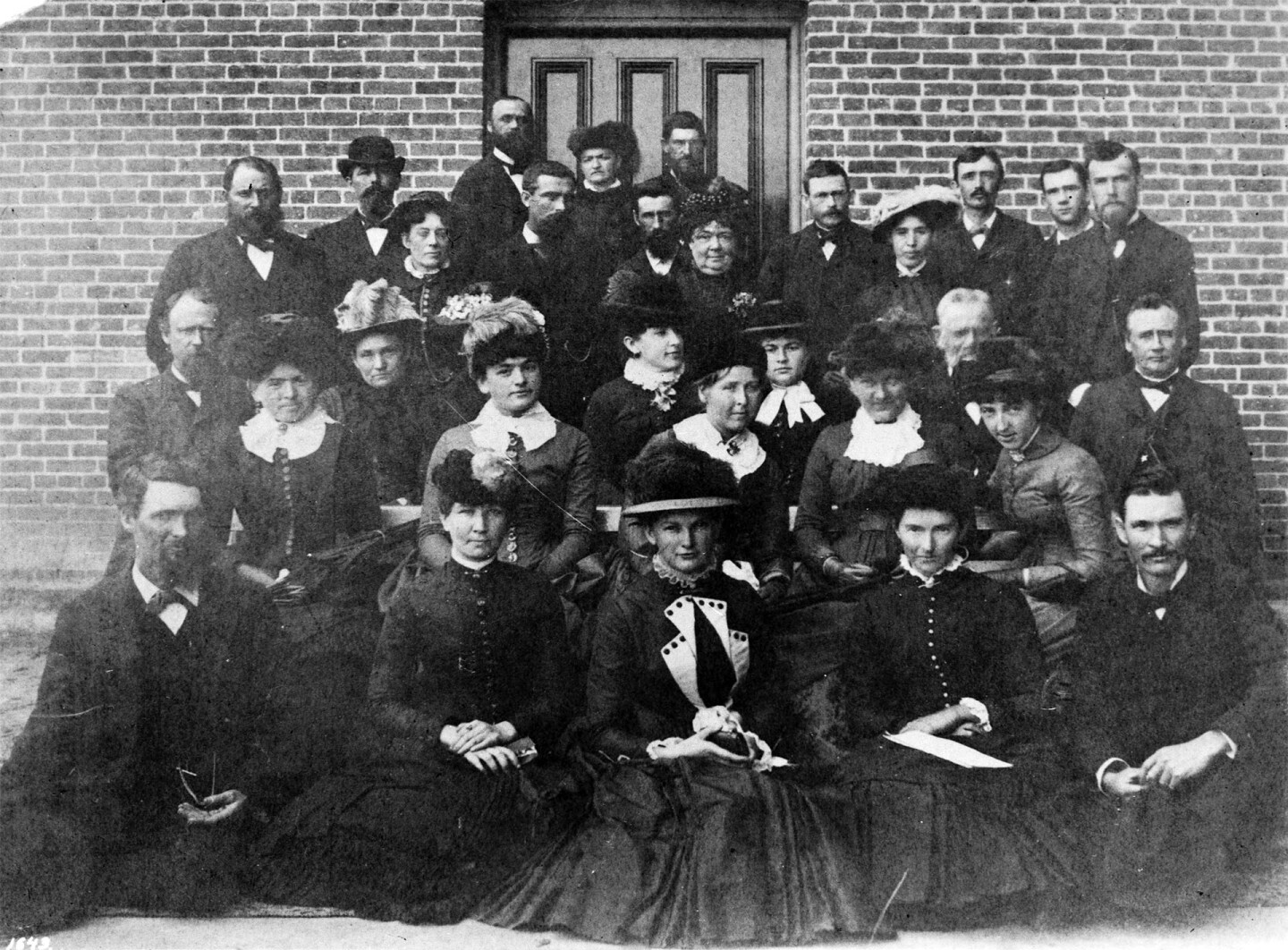 Students and faculty outside the State Normal School in 1884