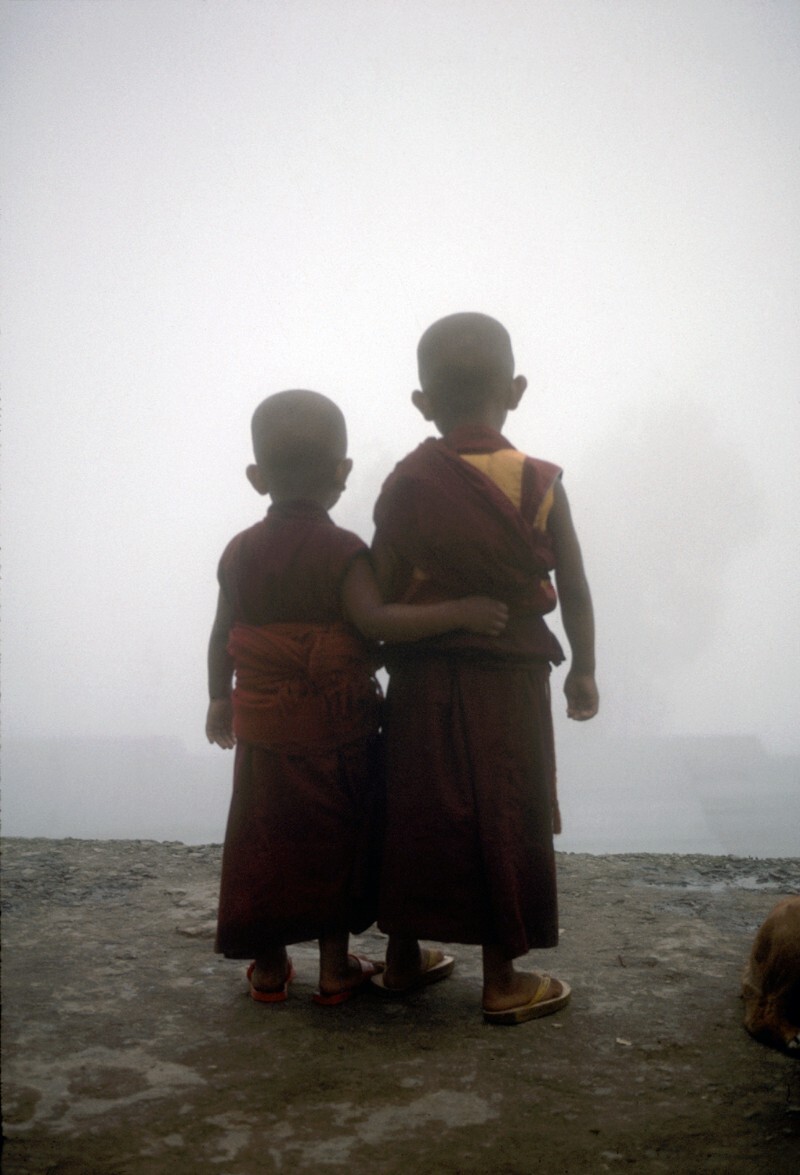 A young monk and his brother, Sonada Tibetan Buddhist Monastery, Darjeeling, India, 1989 | Don Farber