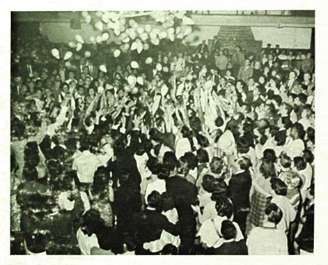 New year's eve balloon drop at El Monte Legion Stadium ca. 1957 | Image: from the back cover of the Memories of El Monte LP