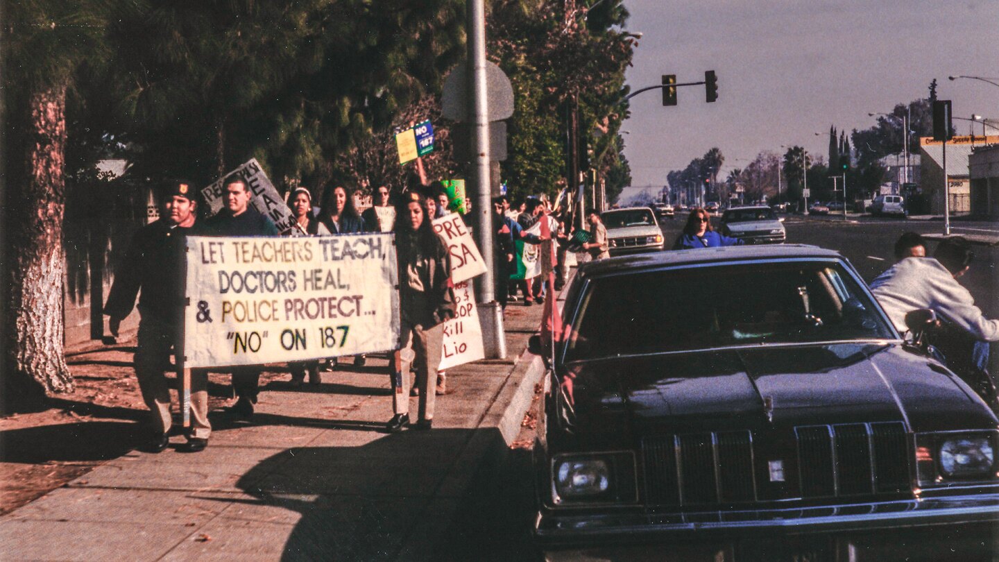 Protesters march against Proposition 187 in Fresno. | David Prasad / Creative Commons