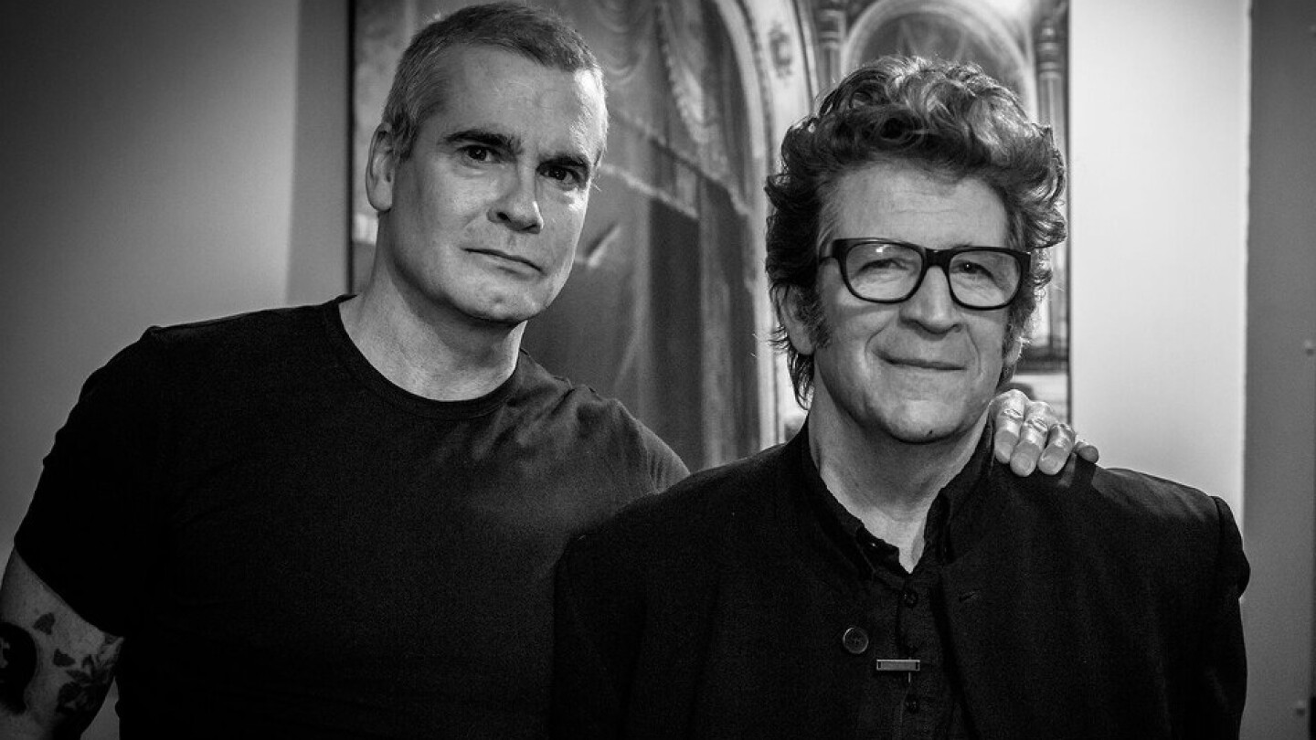 Artist Robert Longo and Henry Rollins speak during "The Un-Private Collection: Robert Longo and Henry Rollins," an art talk presented by The Broad museum