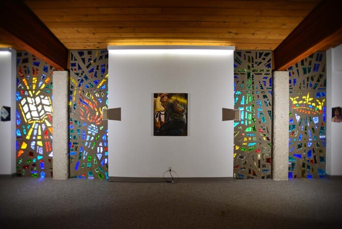 Celeste Dupuy-Spencer, “The Conversion,” 2020, oil on canvas, installation view | Courtesy of Irenic Projects