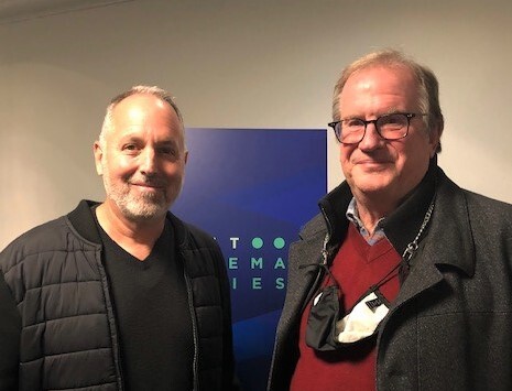 Producer Todd Black (left) with Cinema Series host Pete Hammond.