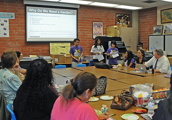 Team Flower Bears present to the PTSA on the development of the Bobby Salcedo Memorial Garden