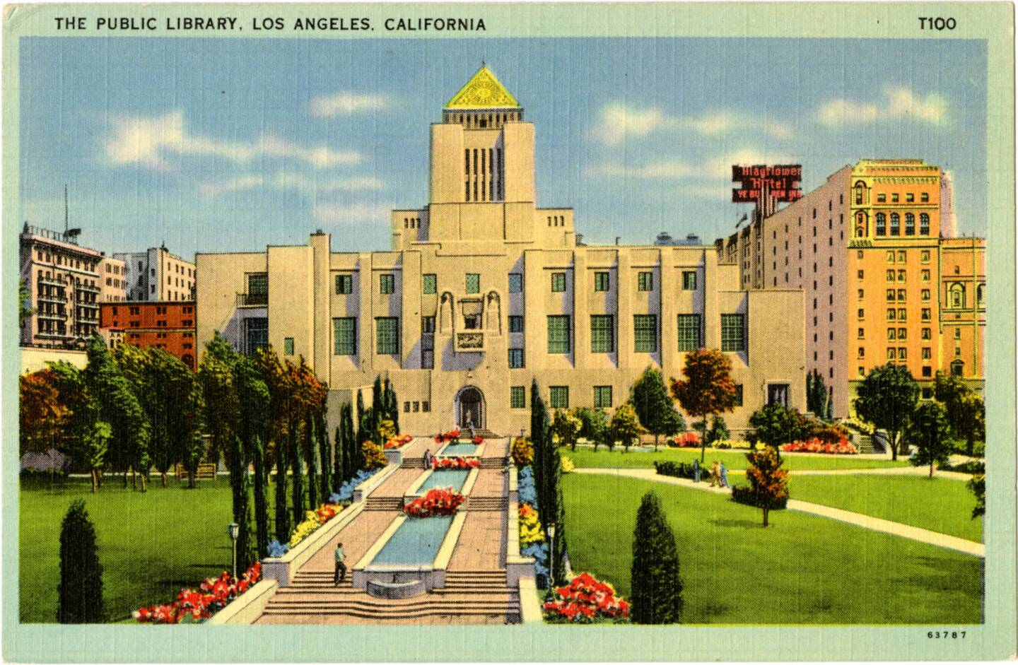 Circa 1935 postcard of the Los Angeles Central Library