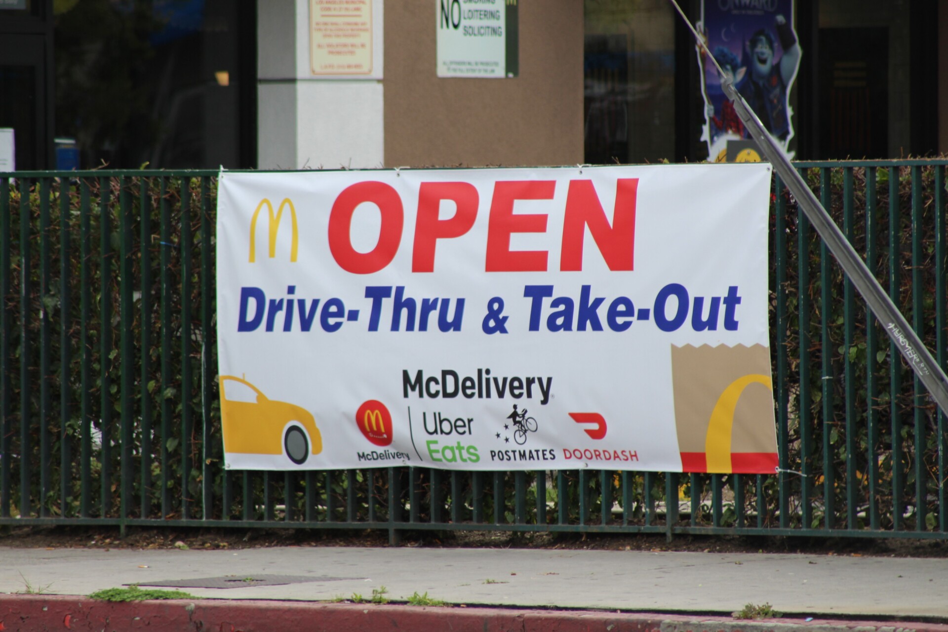 McDonald's sign reading "Open Drive-Thru & Take-Out" | Karen Foshay