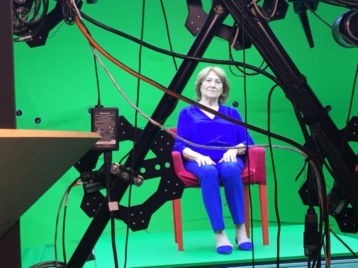 Fritzie Weiss Fritzshall being filmed | Courtesy of USC Shoah Foundation
