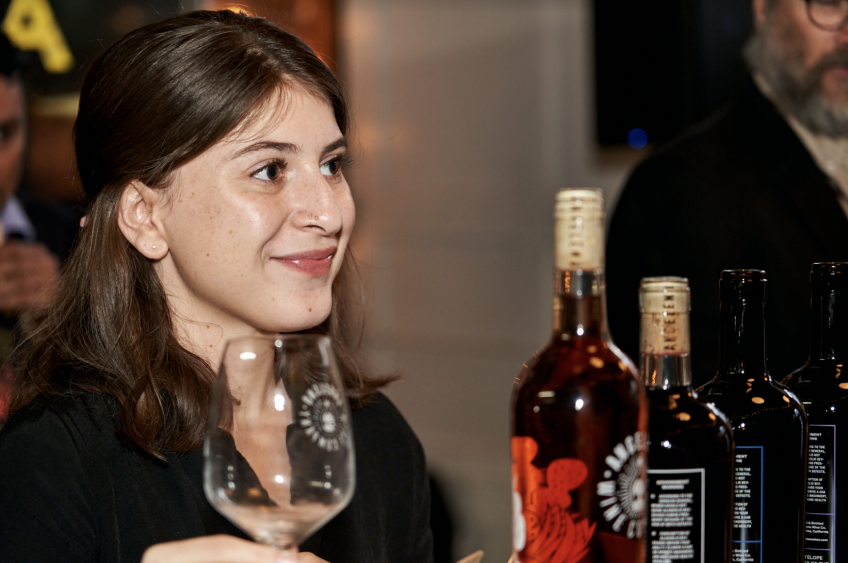 (Left to Right) KCET Associate Producer Lindsee Diaz enjoys KCET's LOST LA event at Angeleno Wine Company on Mar. 29, 2022. Photo courtesy of KCET.