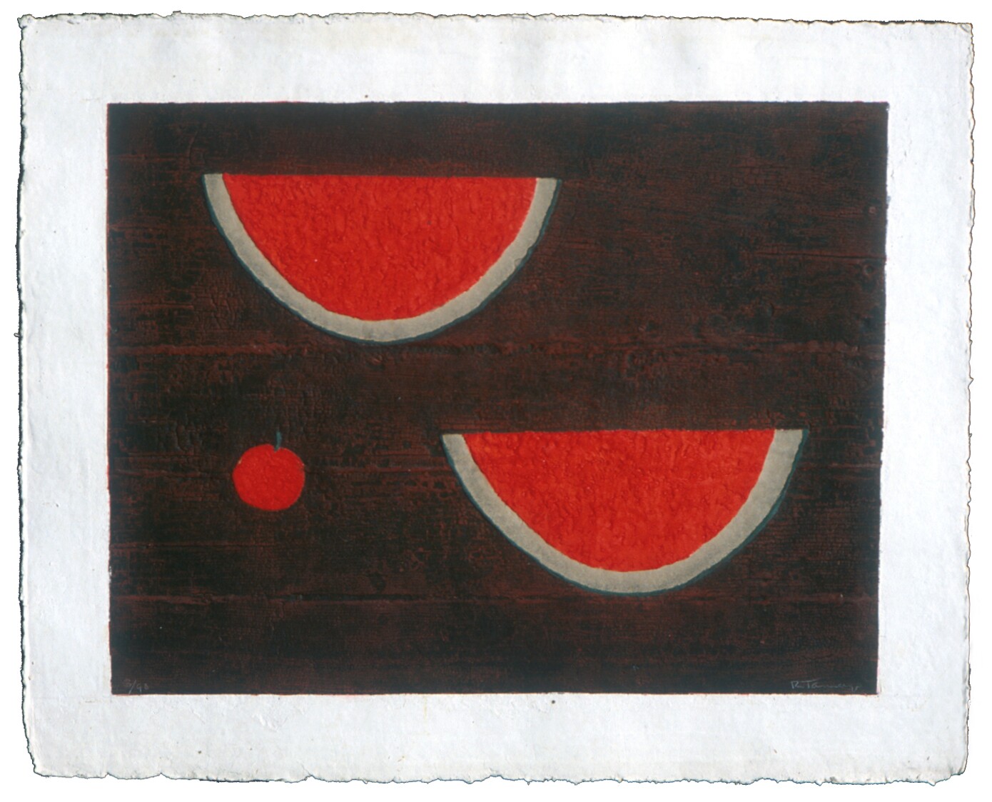 Rufino Tamayo, "Sandias con Manzana (Watermelon with Apple)," 1985