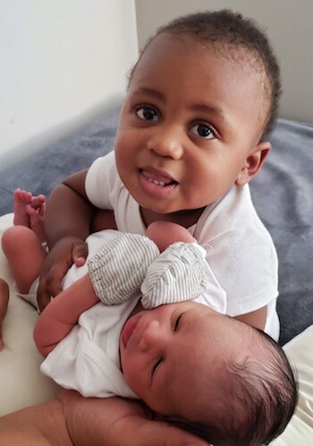 Hezekiah, 1, and newborn brother Ezra Lyles. | Courtesy of Charles Lyles