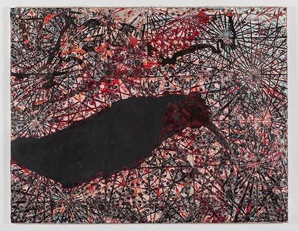 Mark Bradford, "Dead Hummingbird" 2015. Mixed media on canvas. 84 x 108 in. (213.4 x 274.3 cm). | Photo: Joshua White. Courtesy of the artist and Hauser & Wirth.