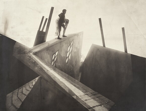 Unknown photographer, set photograph from "The Cabinet of Dr. Caligari (Das Kabinett des Dr. Caligari)," 1919, directed by Robert Wiene. Los Angeles County Museum of Art, Robert Gore Rifkind Center for German Expressionist Studies