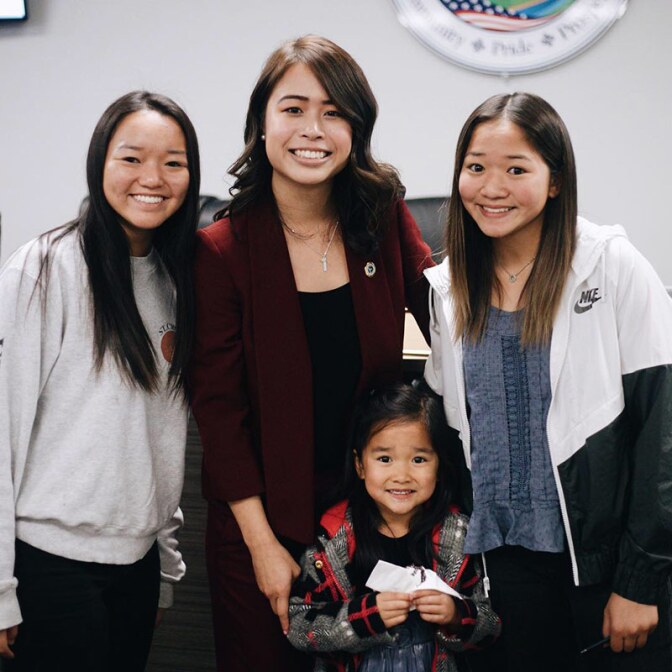 Jocelyn Yow with her cousins at Yow's city council swearing in ceremony. | Courtesy of Jocelyn Yow