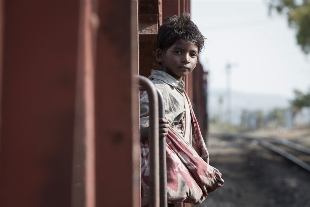 Sunny Pawar (as a young Saroo Bierley) in the film "Lion."