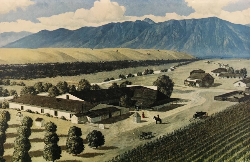 Oil painting of Pico's "El Ranchito in the 1880s," painted by artist Herbert Hahn in the 1960s