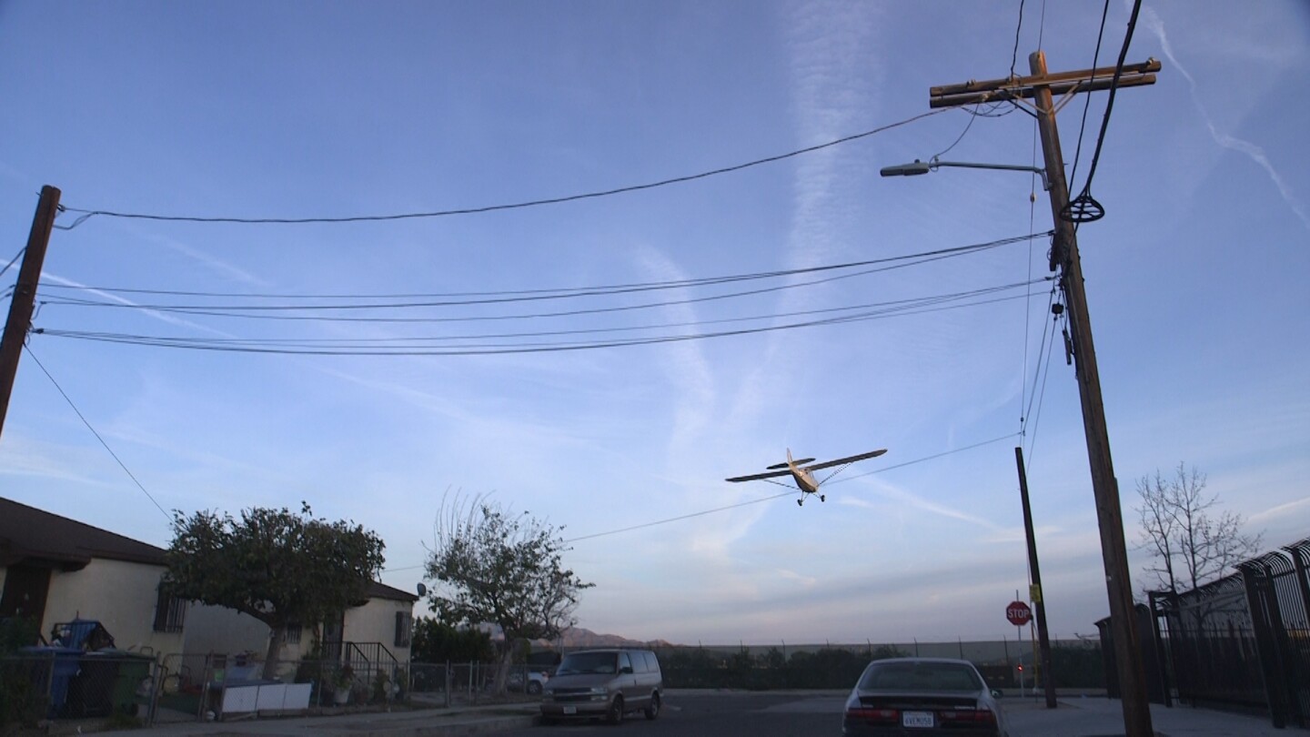 Airplane landing at Whiteman Airport