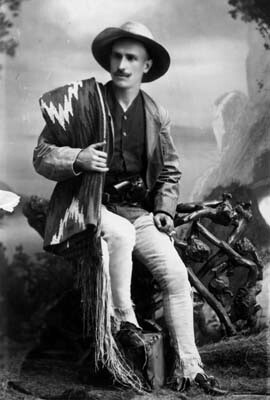 Charles Fletcher Lummis wearing his frontier garb in 1884. Courtesy Security Pacific National Bank Collection/Los Angeles Public Library.
