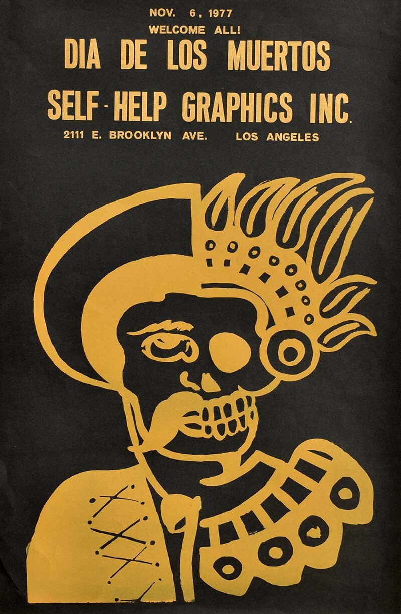 “Untitled, Día de Los Muertos” by Linda Vallejo (1977 Commemorative Dia de Los Muertos Print) | Courtesy of Self Help Graphics & Art