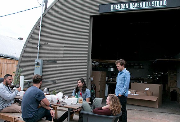 Brendan Ravenhill and his crew hanging out at his riverside "beach." | Photo: Carren Jao.