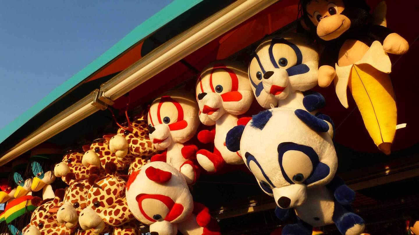 Stuffed animal prizes at the fair