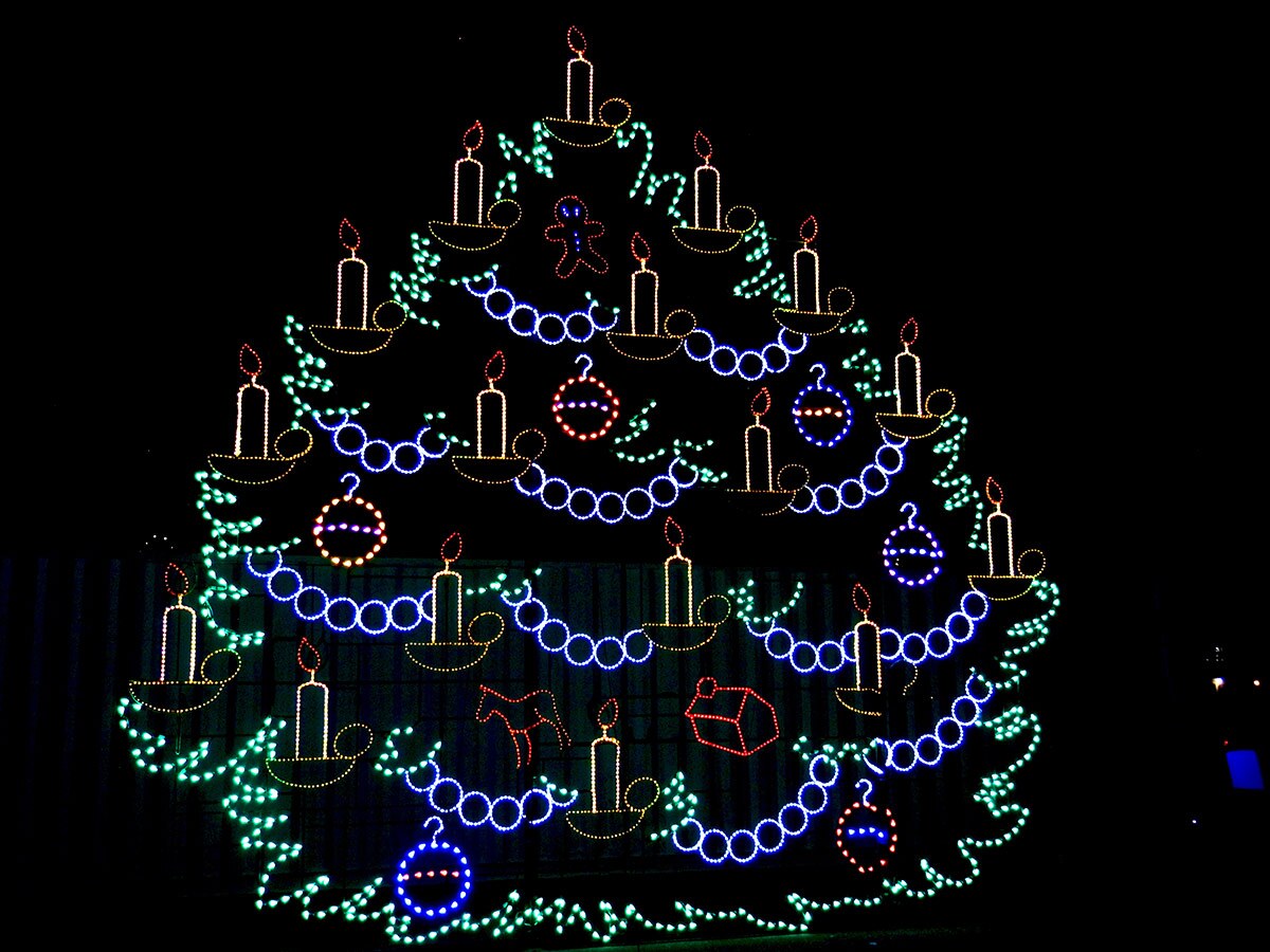 A chubby Christmas tree made out of lights at Night of Lights OC at the OC Fair & Event Center. | Sandi Hemmerlein