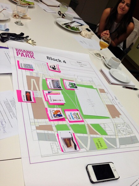 Site plan of Lot 4-Event Lawn of Grand Park with suggested placement of activities during The Music Center think tank meetings | Photo: George Villanueva
