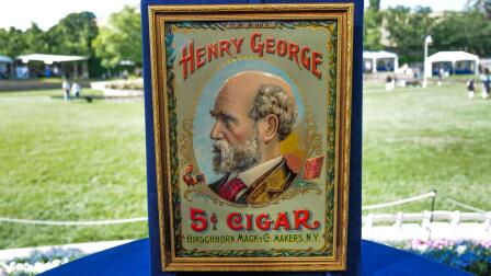 Appraisal: Henry George Embossed Tin Cigar Sign, ca. 1895