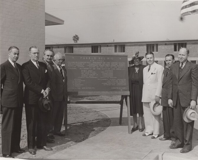 Paul R. Williams at a ceremony for Pueblo del Rio Housing Project | Housing Authority Collection