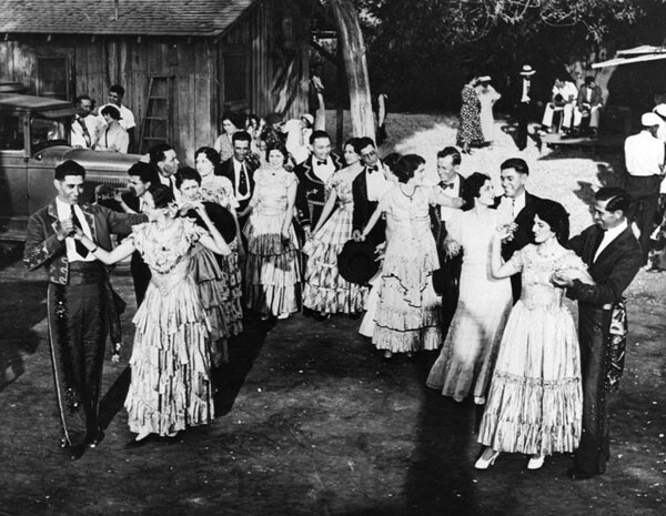 A gathering of the El Recuerdo Club, a social club, for Spanish dancing at the Lugo home at Rancho San Antonio. Photo courtesy of the Los Angeles Public Library