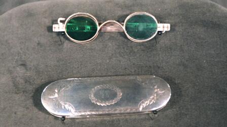 Appraisal: 19th C. Coin Silver Box & Spectacles