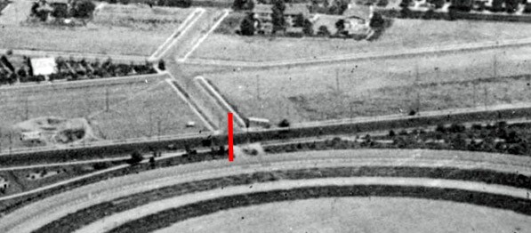 The Wandering Palm in 1918 at the edge of Exposition Park (to the right of the red line)