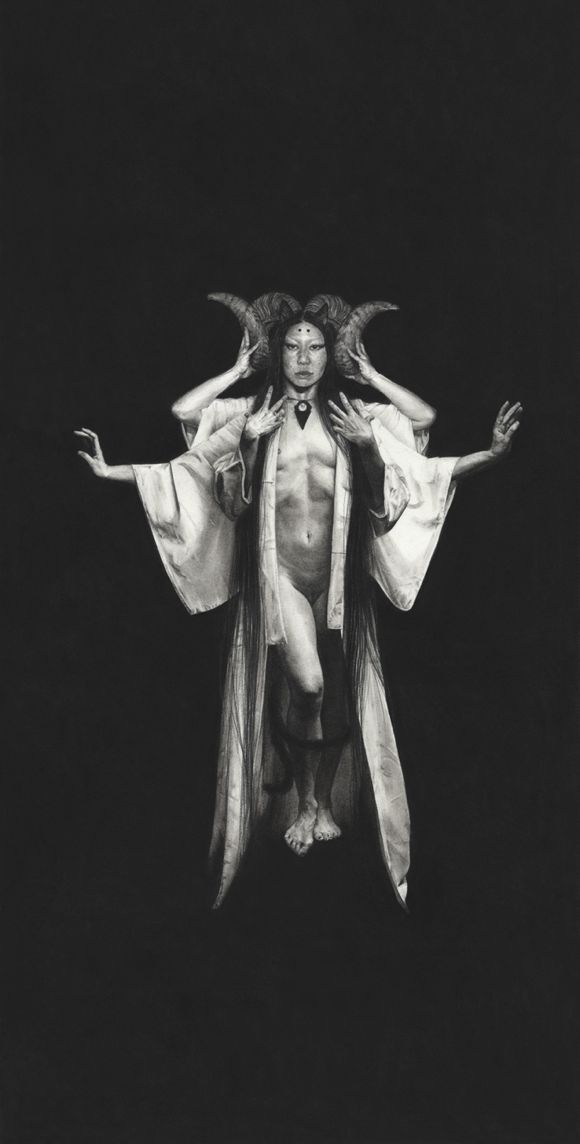 "Pillars - Stephanie," Charcoal on Rives BFK, 20" x 40," 2014