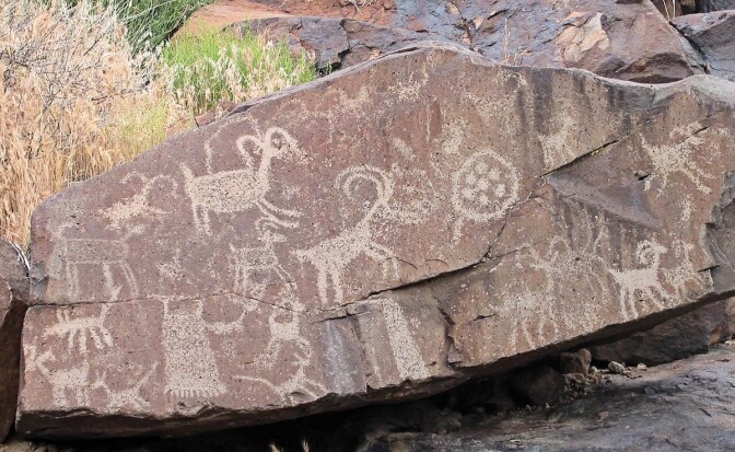 Bighorn sheep petroglyphs at at Coso Rock Art District National Historic Landmark | Courtesy of Maturango Museum o Trespassing AB s9